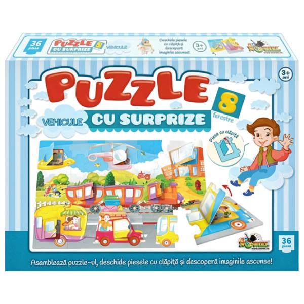 Puzzle 2D Noriel Vehicule cu surprize 3+/ Numărul de piese: 36 photo 1