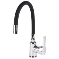 Смеситель для кухни SanDonna F9995 однорычажный/ поворотный/ Латунь/ Черный