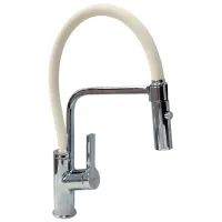 Baterie pentru bucătărie SanDonna ANDRA mono comandă/ pivotantă, extractibilă/ Inox/ Silicone/ Beige