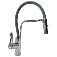 Baterie pentru bucătărie SanDonna ANDRA mono comandă/ pivotantă, extractibilă/ Oțel inoxidabil/ Gray