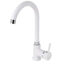 Смеситель для кухни SanDonna F7073 однорычажный/ поворотный/ Латунь/ Белый