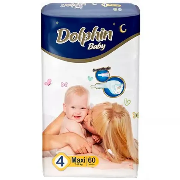 Scutece pentru copii Dolphin Jumbi Maxi 4 7 - 18 kg/ 60 buc. photo 1