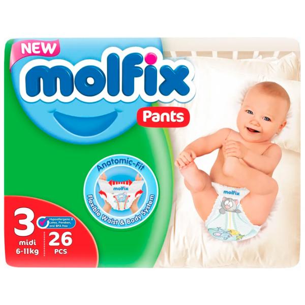 Scutece pentru copii MOLFIX Midi 3 6 6 - 11 kg/ 26 buc. photo 1