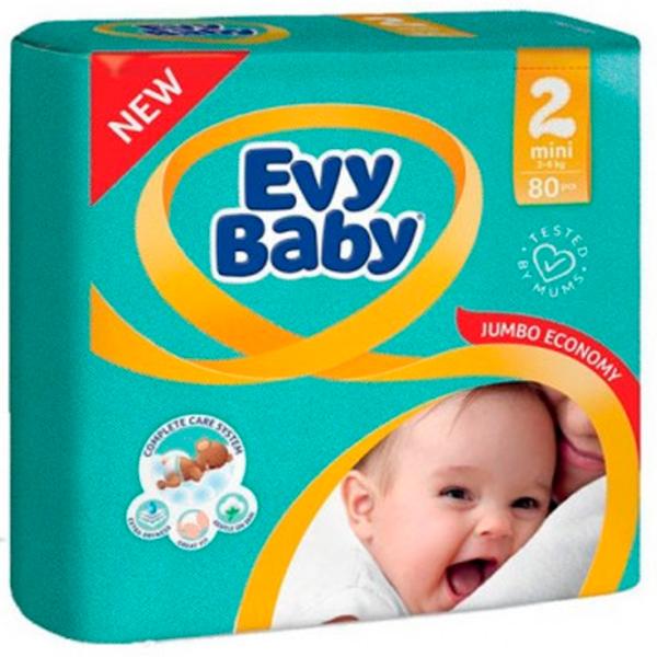 Scutece pentru copii EVY BABY Jumbo Mini 2 3 - 6 kg / 80 buc. photo 1 Scutece pentru copii EVY BABY Jumbo Mini 2 3 - 6 kg / 80 buc. photo 1