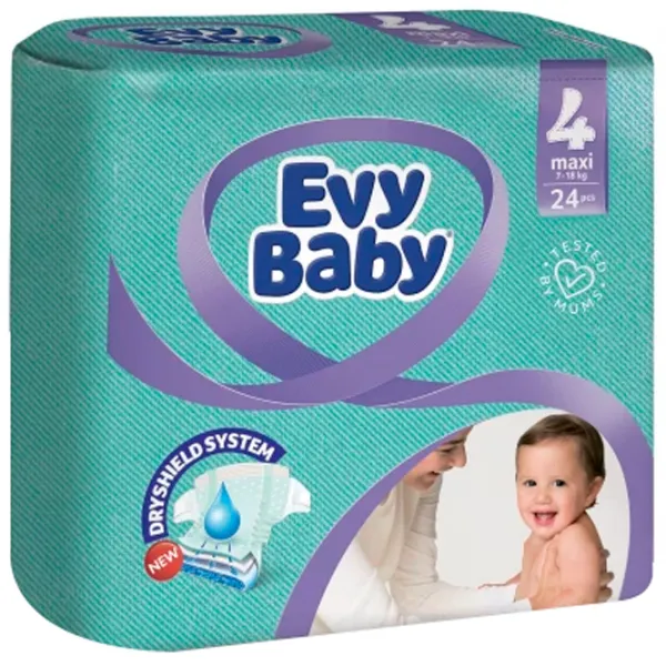 Scutece pentru copii EVY BABY Eco Maxi 4 7 - 18 kg/ 24 buc. photo 1 Scutece pentru copii EVY BABY Eco Maxi 4 7 - 18 kg/ 24 buc. photo 1