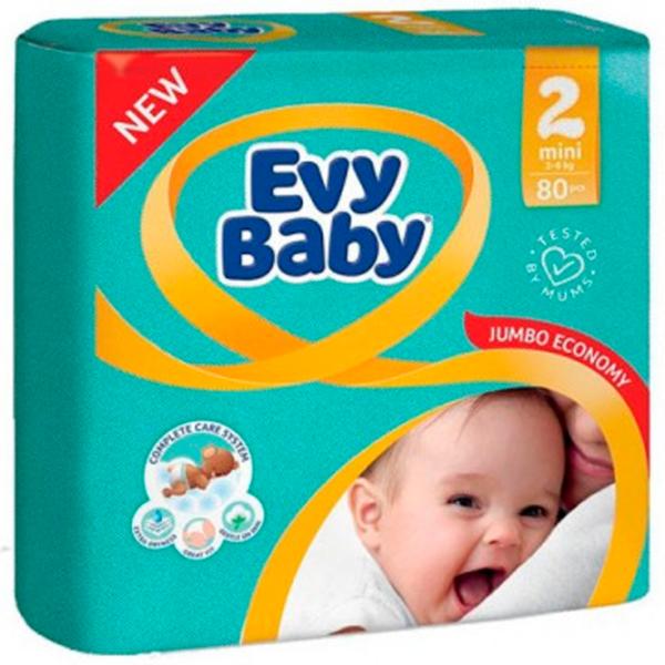 Scutece pentru copii EVY BABY Jumbo Mini 2 3 - 6 kg / 80 buc. photo 1