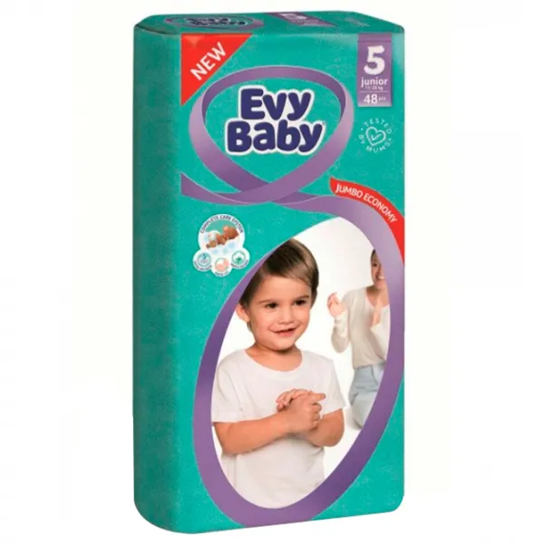 Подгузники для детей EVY BABY Jumbo Junior 5 12 - 25 кг/ 48 шт. photo 1 Подгузники для детей EVY BABY Jumbo Junior 5 12 - 25 кг/ 48 шт. photo 1