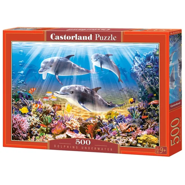 Puzzle 2D Castorland Dolphins Underwater 9+/ Numărul de piese: 500 photo 1