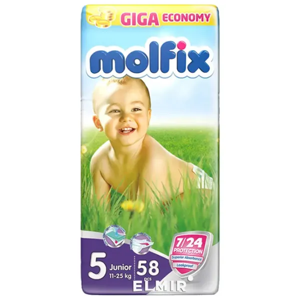 Scutece pentru copii MOLFIX Dev Junior 5 11 - 25 kg/ 58 buc. photo 1