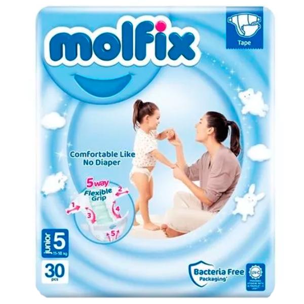 Scutece pentru copii MOLFIX Anti Sagging Junior 5 11 - 18 kg/ 30 buc. photo 1