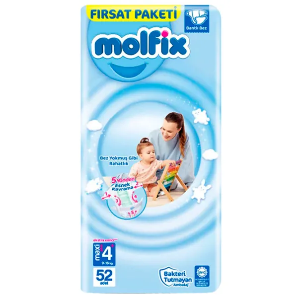 Scutece pentru copii Molfix Maxi Plus 4 9 - 16 kg / 54 buc. photo 1