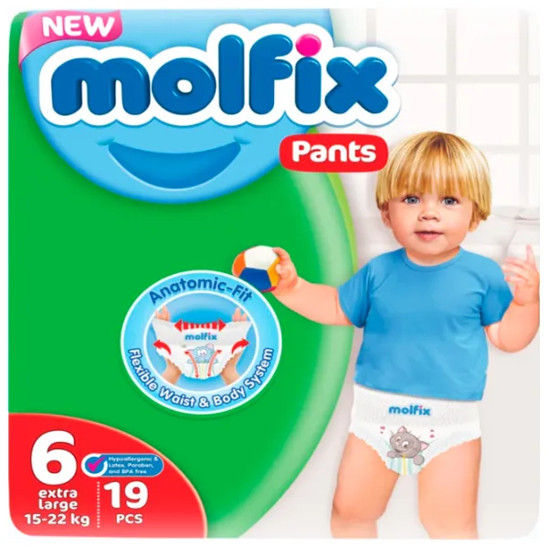 Scutece pentru copii MOLFIX EXTRA LARGE 6 15 - 22 kg/ 19 buc. photo 1
