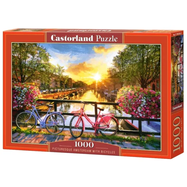 Puzzle 2D Castorland Picturesque Amsterdam With Bicycles 9+/ Numărul de piese: 1000 photo 1