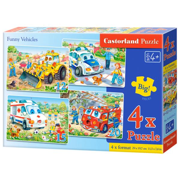 Пазл 2D Castorland 4 in 1 Funny Vehicles 4+/ Количество деталей: 55 photo 1