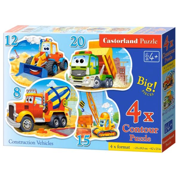 Puzzle 2D Castorland 4 in 1Construction Vehicles 4+/ Numărul de piese: 55 photo 1