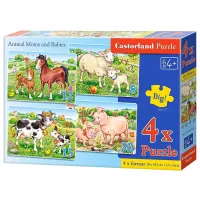 Puzzle 2D Castorland 4 in 1 Animal Moms and Babies 4+/ Numărul de piese: 55