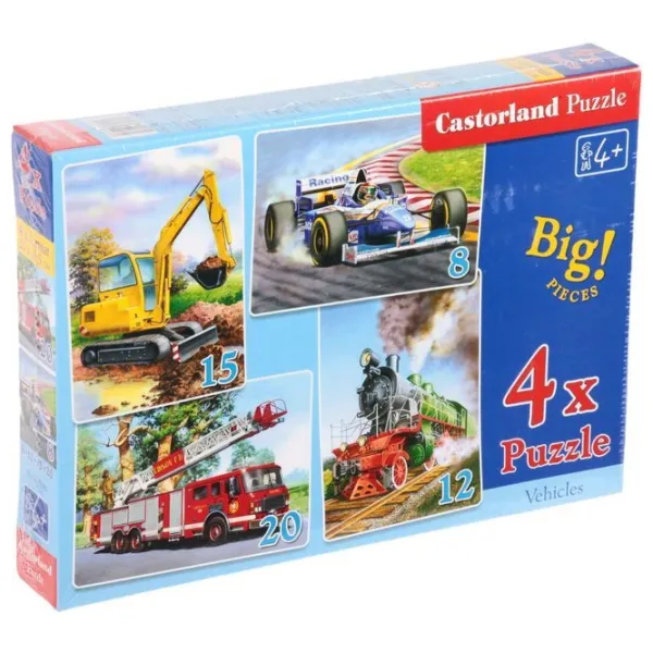 Пазл 2D Castorland 4 in 1 Vehicles 4+/ Количество деталей: 55 photo 1