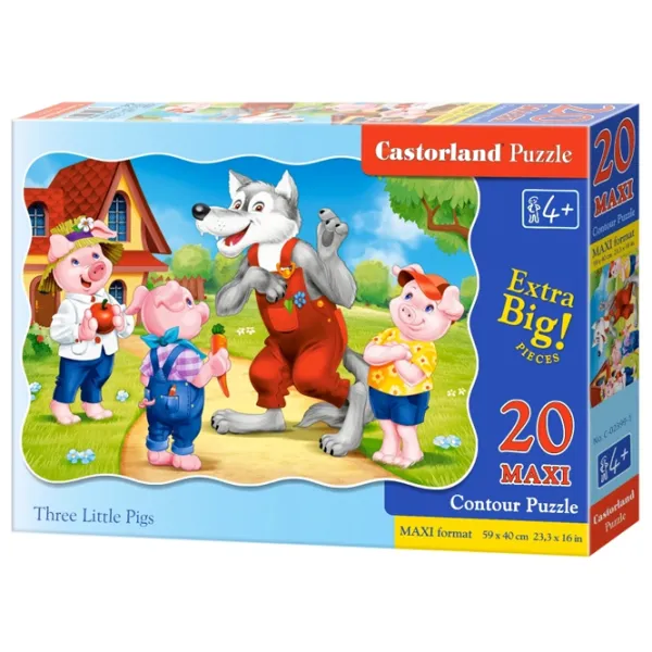 Puzzle 2D Castorland Maxi - Three Little Pigs 3+/ Numărul de piese: 20 photo 1