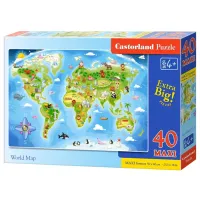 Puzzle 2D Castorland Maxi - World Map 4+/ Numărul de piese: 40