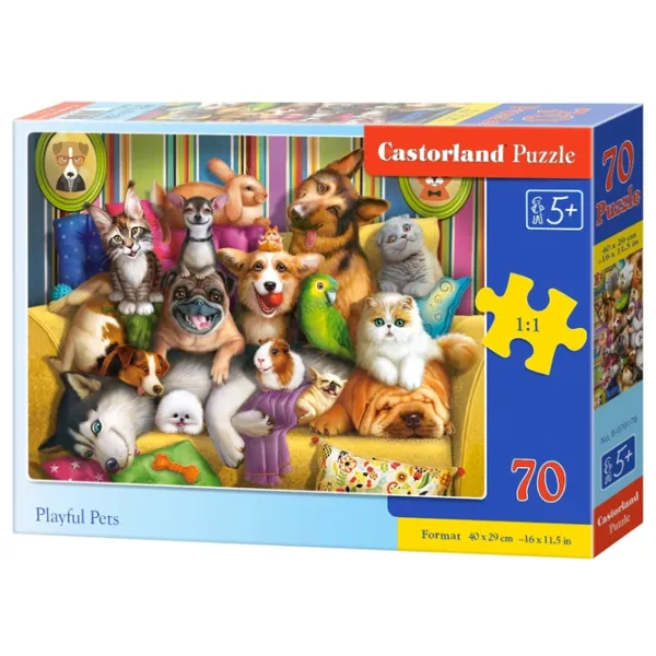 Puzzle 2D Castorland Playful Pets 5+/ Numărul de piese: 70 photo 1