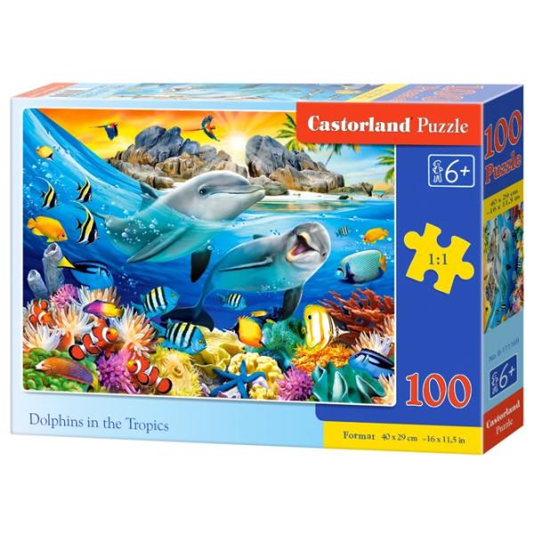 Puzzle 2D Castorland Dolphins in the Tropics 6+/ Numărul de piese: 100 photo 1