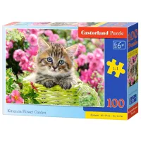 Puzzle 2D Castorland Kitten in Flower Garden 6+/ Numărul de piese: 100