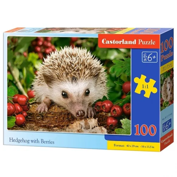 Puzzle 2D Castorland Hedgehog With Berries 6+/ Numărul de piese: 100 photo 1