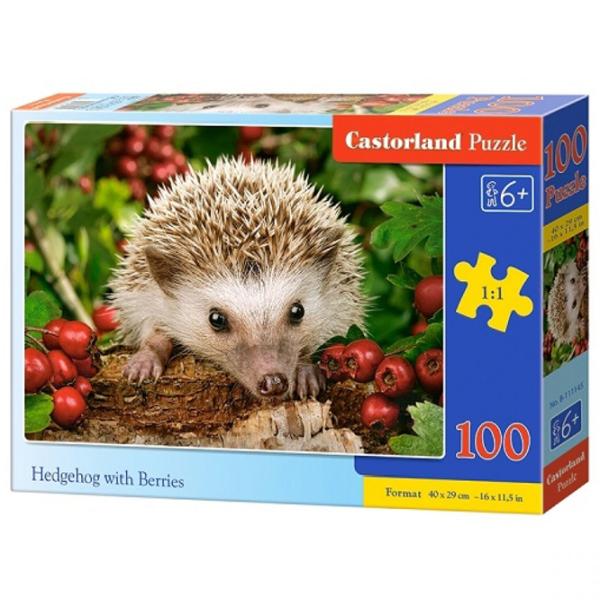 Puzzle 2D Castorland Hedgehog With Berries 6+/ Numărul de piese: 100 photo 1