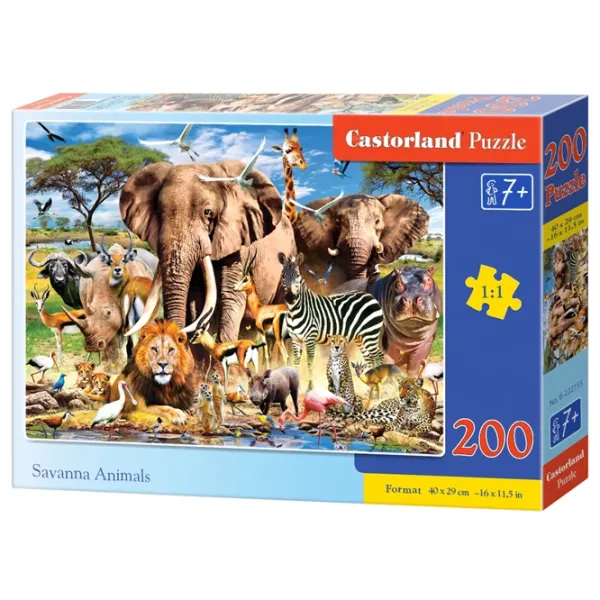 Puzzle 2D Castorland Savanna Animals 7+/ Numărul de piese: 200 photo 1