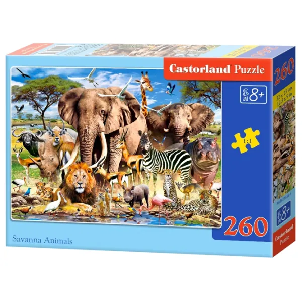 Puzzle 2D Castorland Savanna Animals 8+/ Numărul de piese: 260 photo 1