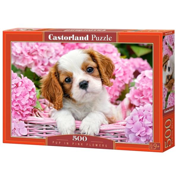 Пазл 2D Castorland Pup in Pink Flowers 9+/ Количество деталей: 500 photo 1