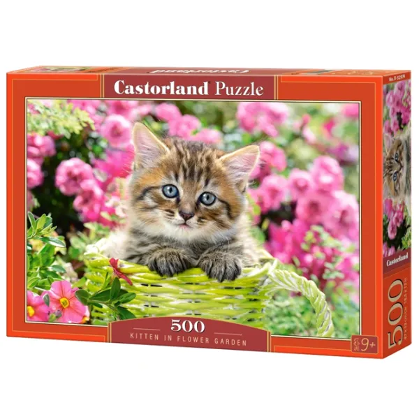 Puzzle 2D Castorland Kitten in Flower Garden 9+/ Numărul de piese: 500 photo 1