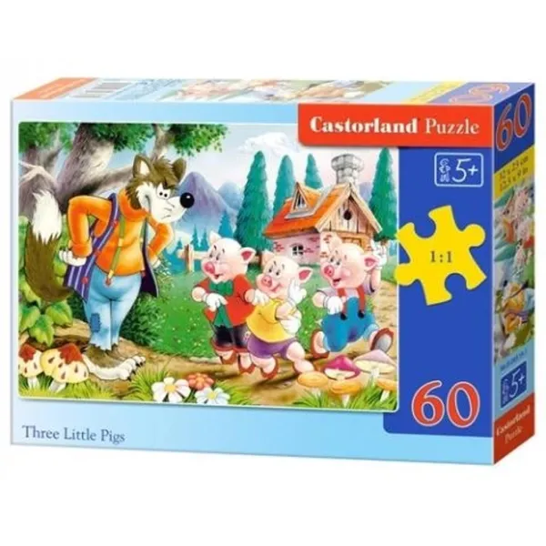 Puzzle 2D Castorland Three Little Pigs 5+/ Numărul de piese: 60 photo 1