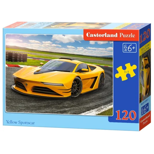 Puzzle 2D Castorland Yellow Sportscar 6+/ Numărul de piese: 120 photo 1