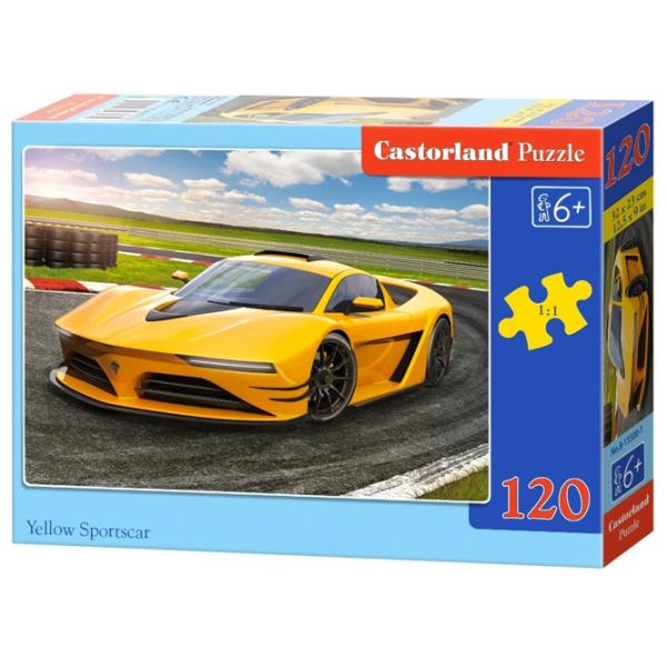 Puzzle 2D Castorland Yellow Sportscar 6+/ Numărul de piese: 120 photo 1