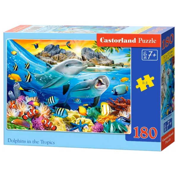 Puzzle 2D Castorland Dolphins in the Tropics 7+/ Numărul de piese: 180 photo 1