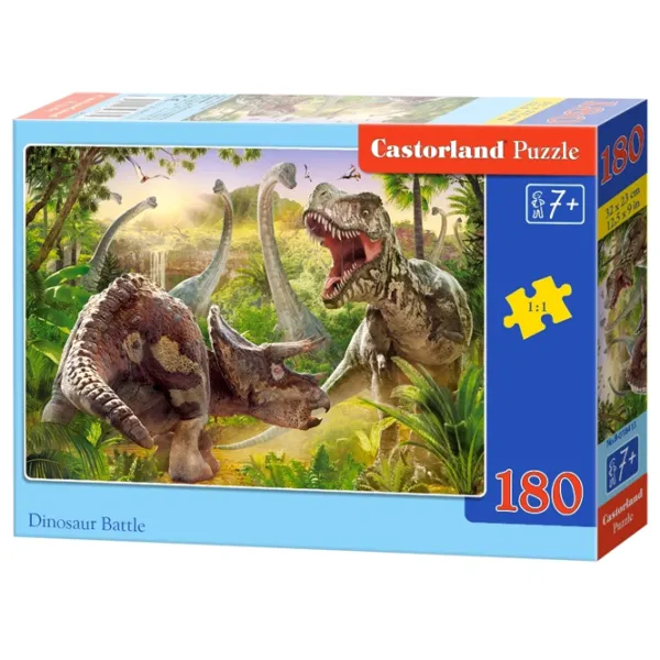 Puzzle 2D Castorland Dinosaur Battle 7+/ Numărul de piese: 180 photo 1