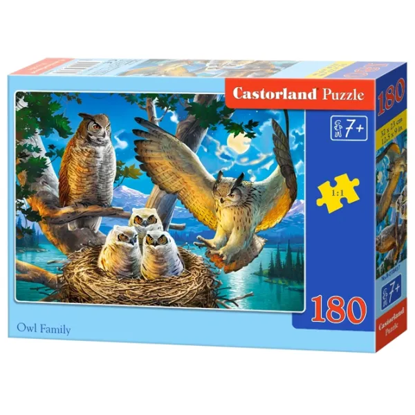 Puzzle 2D Castorland Owl Family 7+/ Numărul de piese: 180 photo 1