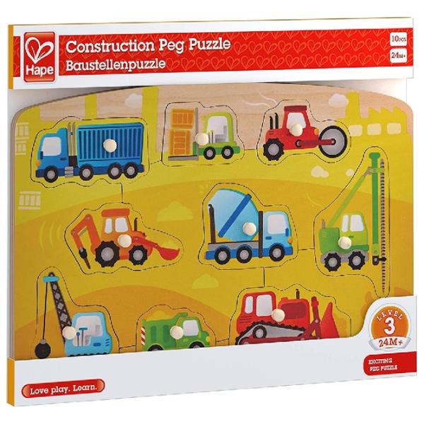 Пазл 2D Hape Construction Peg 2+/ Количество деталей: 9 photo 1 Пазл 2D Hape Construction Peg 2+/ Количество деталей: 9 photo 1