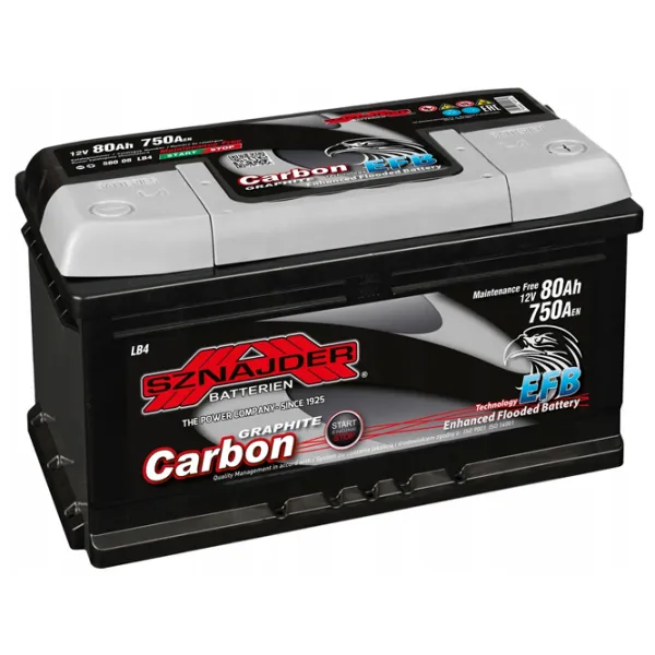 Авто аккумулятор Sznajder Carbon EFB 80Ah 750A photo 1