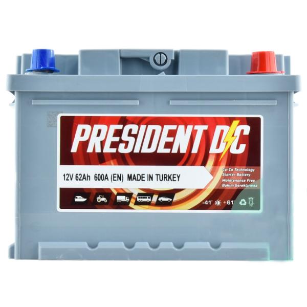 Авто аккумулятор PRESIDENT DC 62Ah 600A photo 1