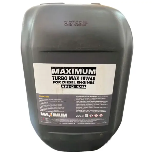 Моторное масло Maximum 10W40 Turbo Max CI-4/ SL 10W-40 20 л полусинтетическое photo 1