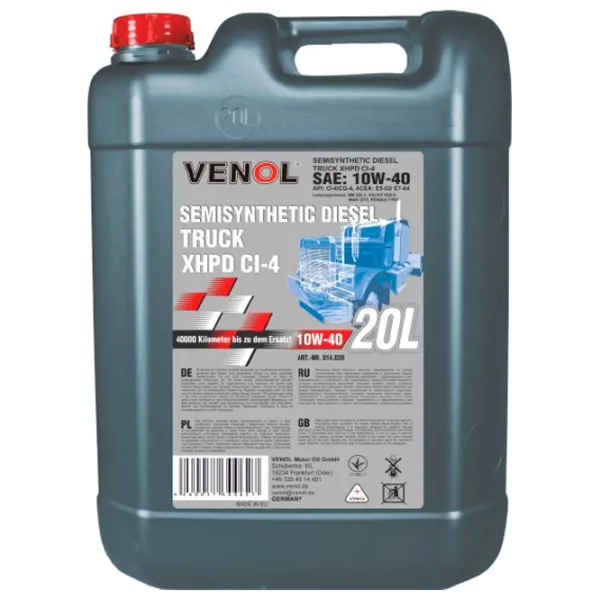 Ulei de motor Venol 10W-40 XHPD CI-4/ CG-4 10W-40 20 l semisintetic photo 1