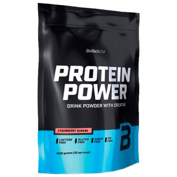 Proteină BioTechUSA Protein Power 1000 g (5999076227969) praf/ Banana, căpșuni photo 1