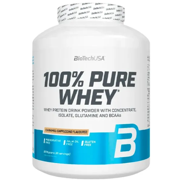 Протеин BioTechUSA 100% Pure Whey 2270 г (5999076238057) порошок/ Карамель, капучино photo 1 Протеин BioTechUSA 100% Pure Whey 2270 г (5999076238057) порошок/ Карамель, капучино photo 1