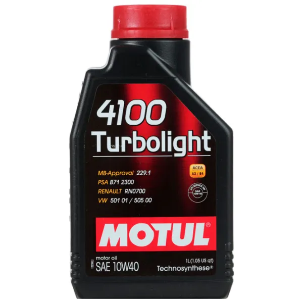 Моторное масло Motul 10W-40 4100 TURBOLIGHT 10W-40 1 л синтетическое photo 1