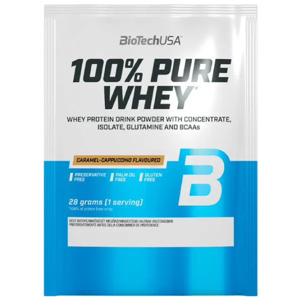 Proteină BioTechUSA 100% Pure Whey 28 g (5999076238521) praf/ Caramel, capuccino photo 1