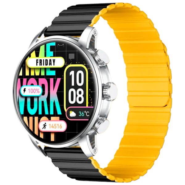 Умные часы Kieslect KR2 Watch Calling 1.43"/ 46.4 мм/ Нержавеющая сталь - Чёрный, Желтый photo 1