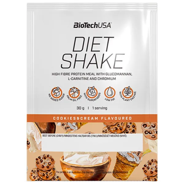 Proteină BioTechUSA Diet Shake 30 g (256722917) praf/ Cookies and cream photo 1