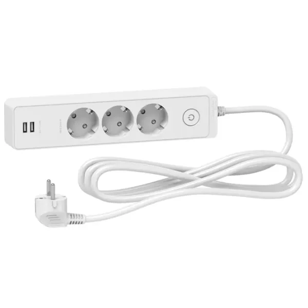 Удлинитель Schneider-Electric ST943U3W 3 м Белый photo 1